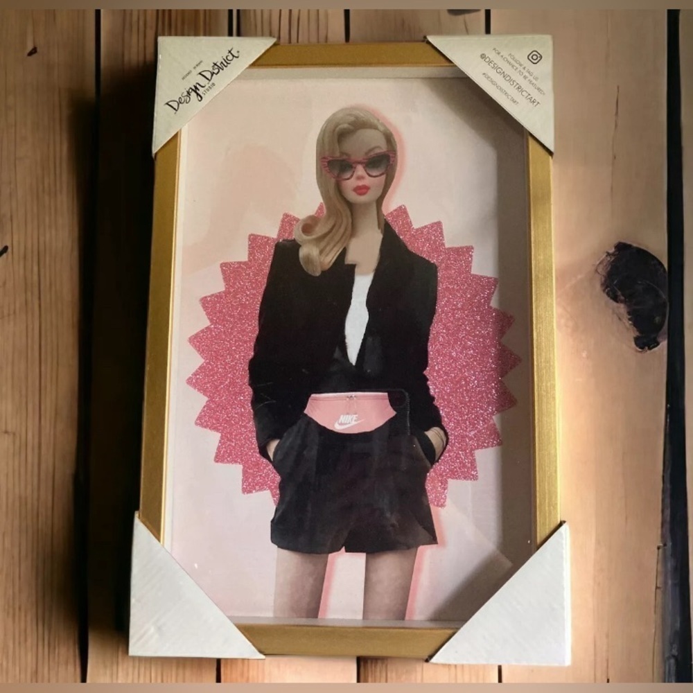 Design District Nike Barbie Framed Designer Wall Art New Rare